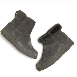 UGG Gray Sheepskin Kristin Short Wedge Boots